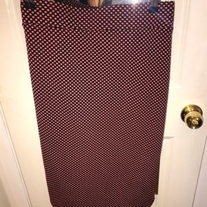 Pink and black polka dot pencil skirt